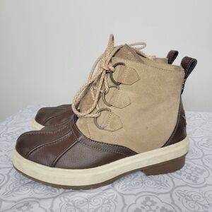 KOOLABURRA BY UGG Duck Boots Ysoria Sand Brown Suede Snow Waterproof Sz 7